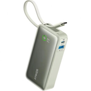 POWER BANK Anker "Nano" 10.000 mAh, 30W PD si Power IQ 3.0, 1 x USB, 1 x USB-C, cablu USB-C, incarcare bidirectionala, 213 g, verde, "A1259G61" (timbru verde 0.98 lei) - 0194644179373