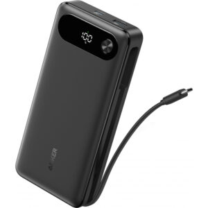 POWER BANK Anker  20.000 mAh, 87W total PD si Power IQ 3.0, incarca max 65W/port,  2x USB-C, 1x USB-A, cablu USB-C atasat, 440 g, negru, "A1383H11" (timbru verde 0.98 lei) - 0194644197469