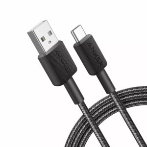 Cablu alimentare si date Anker, USB-A (T) la USB Type-C (T), 1.8m rata transfer 480 Mbps, invelis nylon, braided, negru, "A81H6G11" (timbru verde 0.03 lei) - 0194644108724